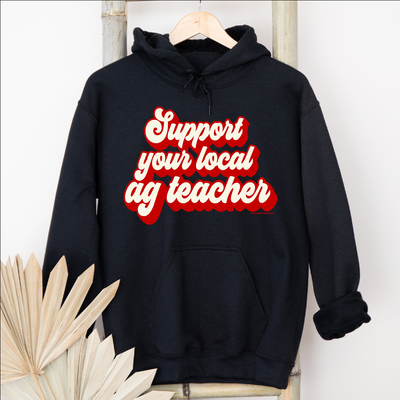 Retro Support Your Local Ag Teacher Red Hoodie (S-3XL) Unisex - Multiple Colors!