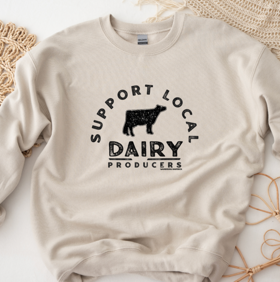 Support Local Dairy Cow Producers Crewneck (S-3XL) - Multiple Colors!
