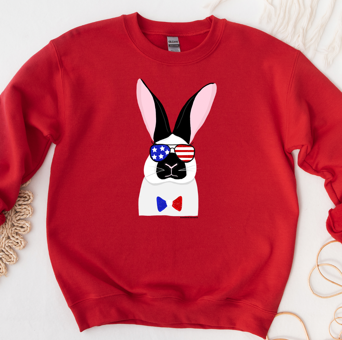Red White and Blue Rabbit Crewneck (S-3XL) - Multiple Colors!