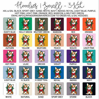 Corgi Christmas Wreath Hoodie (S-3XL) Unisex - Multiple Colors!