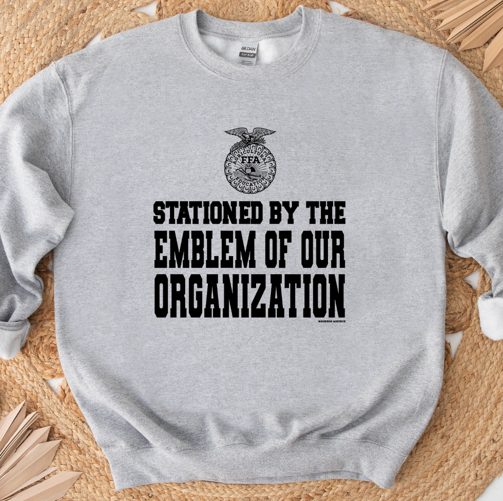 Stationed By The Emblem Of Our Organization Crewneck (S-3XL) - Multiple Colors!