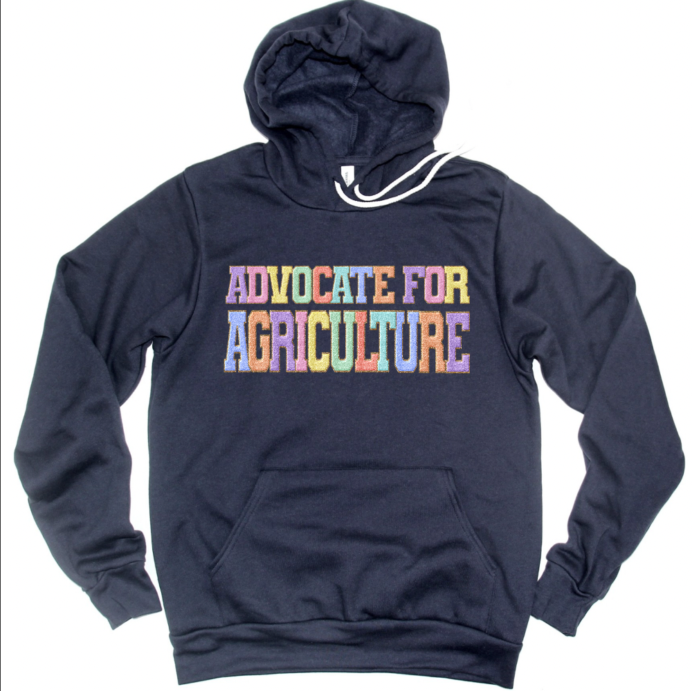 Faux Chenille Advocate For Agriculture Hoodie (S-3XL) Unisex - Multiple Colors!