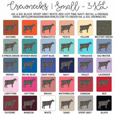 Colorful Cheetah Dairy Cow Crewneck (S-3XL) - Multiple Colors!