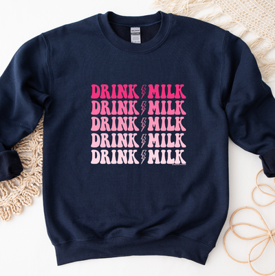 Drink Milk Pink Lightning Bolt Crewneck (S-3XL) - Multiple Colors!