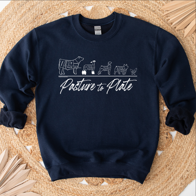 Pasture to Plate WHITE INK Crewneck (S-3XL) - Multiple Colors!