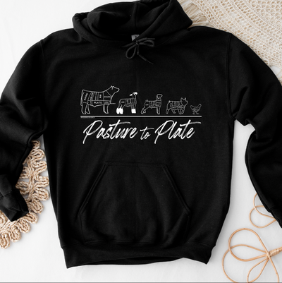 Pasture to Plate WHITE INK Hoodie (S-3XL) Unisex - Multiple Colors!