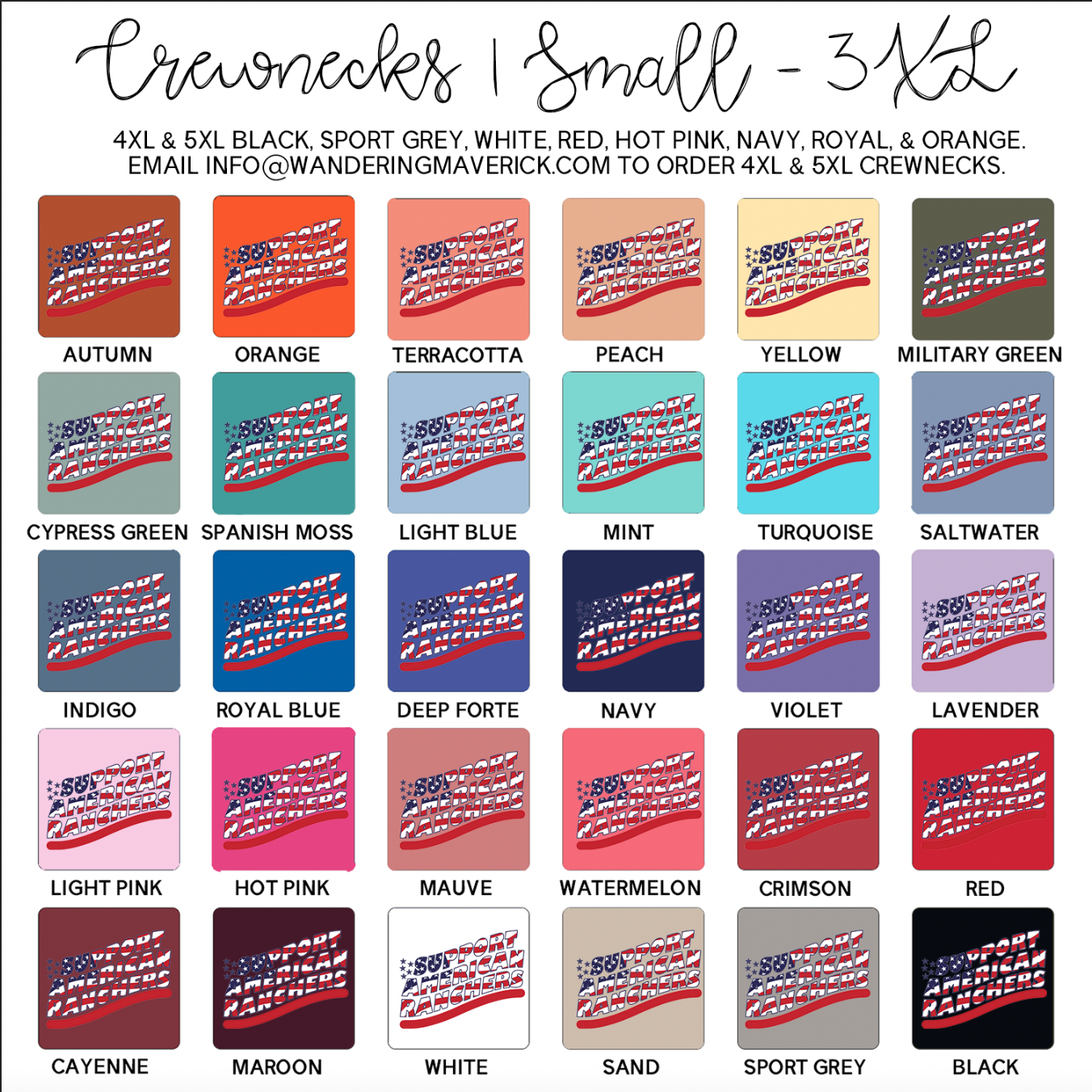 Patriotic Support American Ranchers Crewneck (S-3XL) - Multiple Colors!