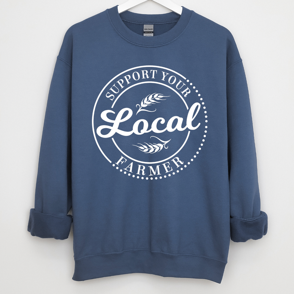 Support Your Local Farmer WHITE INK Crewneck (S-3XL) - Multiple Colors!