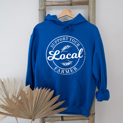 Support Your Local Farmer WHITE INK Hoodie (S-3XL) Unisex - Multiple Colors!
