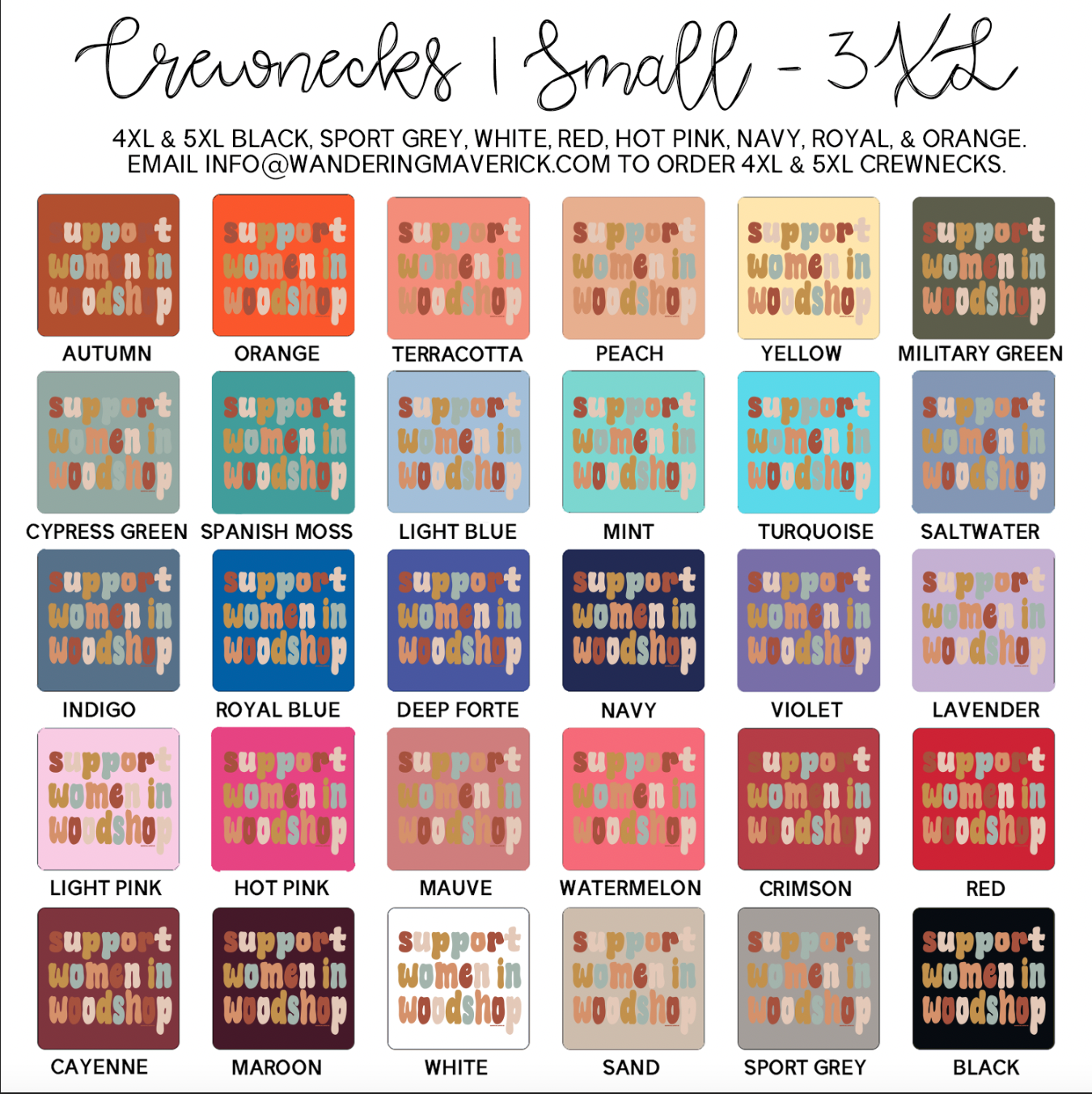 Boho Support Women In Woodshop Crewneck (S-3XL) - Multiple Colors!