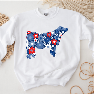 Daisy Patriotic Steer Crewneck (S-3XL) - Multiple Colors!