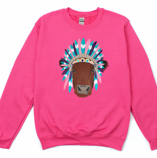 Red Cow Headdress Crewneck (S-3XL) - Multiple Colors!