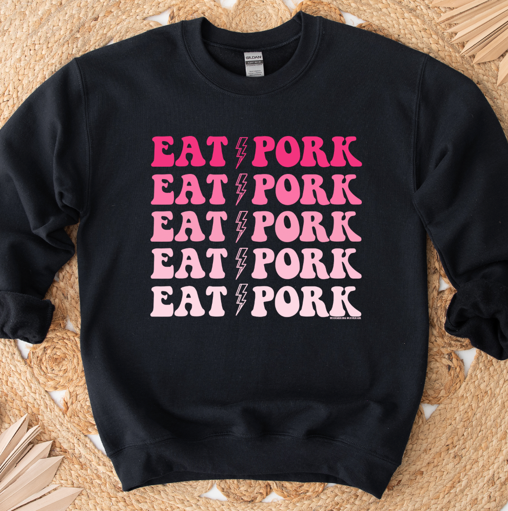 Eat Pork Lightning Bolt PINK Crewneck (S-3XL) - Multiple Colors!