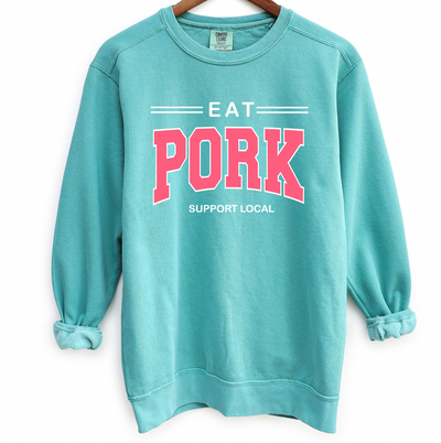 Eat Pork Support Local PINK Crewneck (S-3XL) - Multiple Colors!