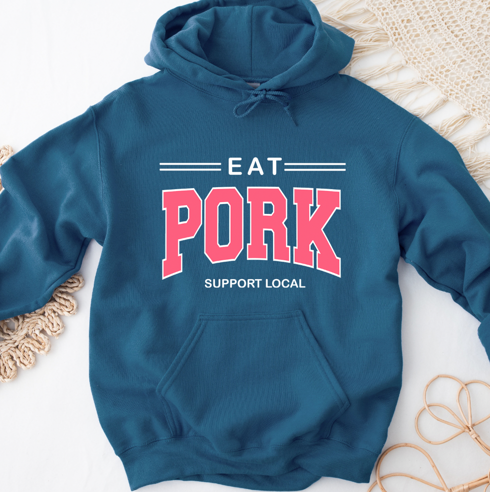 Eat Pork Support Local PINK Hoodie (S-3XL) Unisex - Multiple Colors!