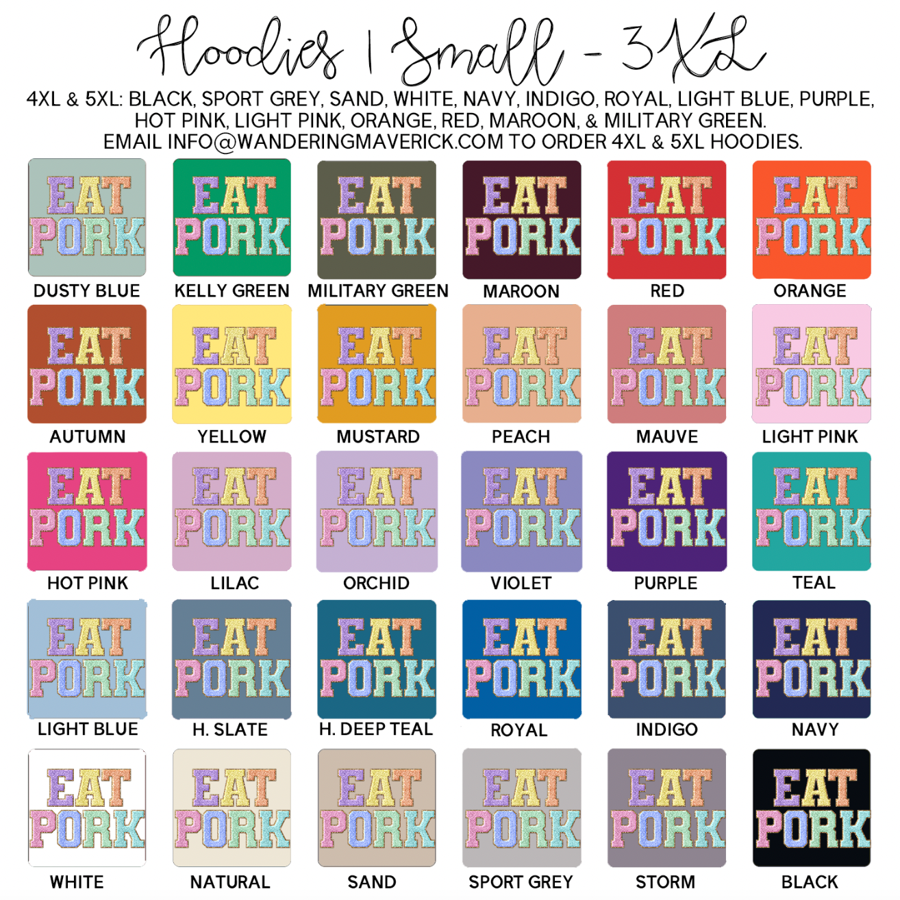 Faux Chenille Eat Pork Hoodie (S-3XL) Unisex - Multiple Colors!