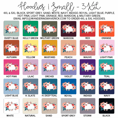 Floral Ghost Pig Hoodie (S-3XL) Unisex - Multiple Colors!