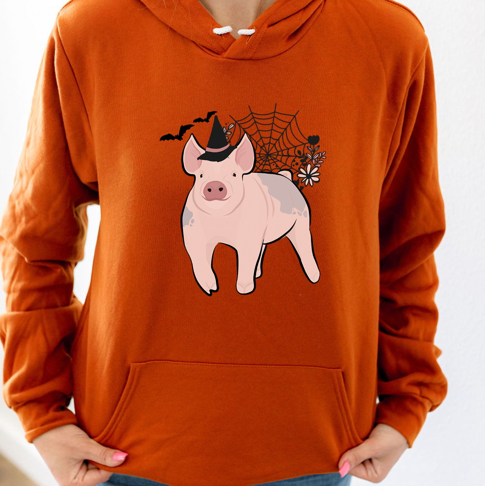 Floral Witch Pig Hoodie (S-3XL) Unisex - Multiple Colors!
