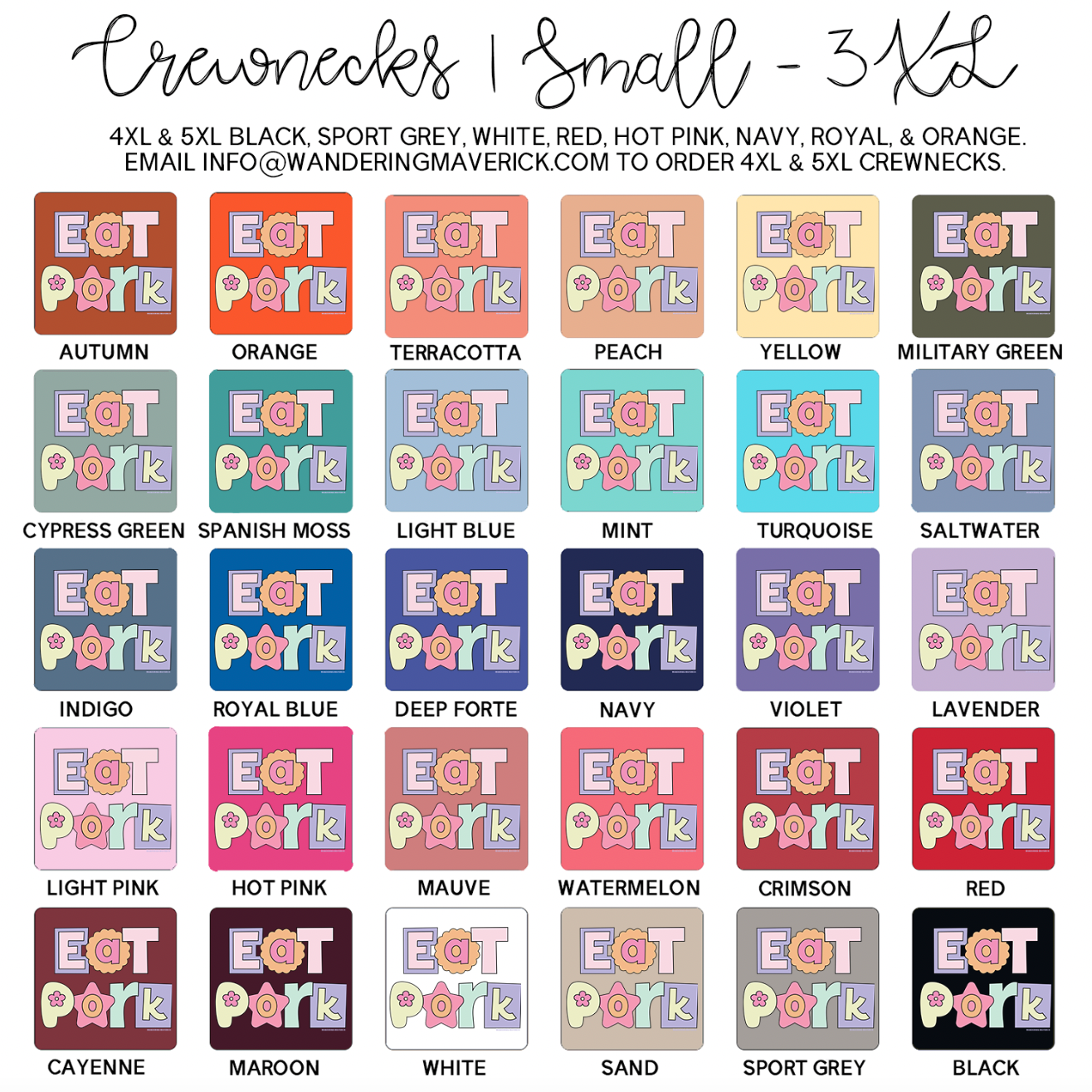 Pastel Eat Pork Crewneck (S-3XL) - Multiple Colors!