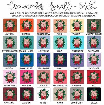 Pig Christmas Wreath Crewneck (S-3XL) - Multiple Colors!