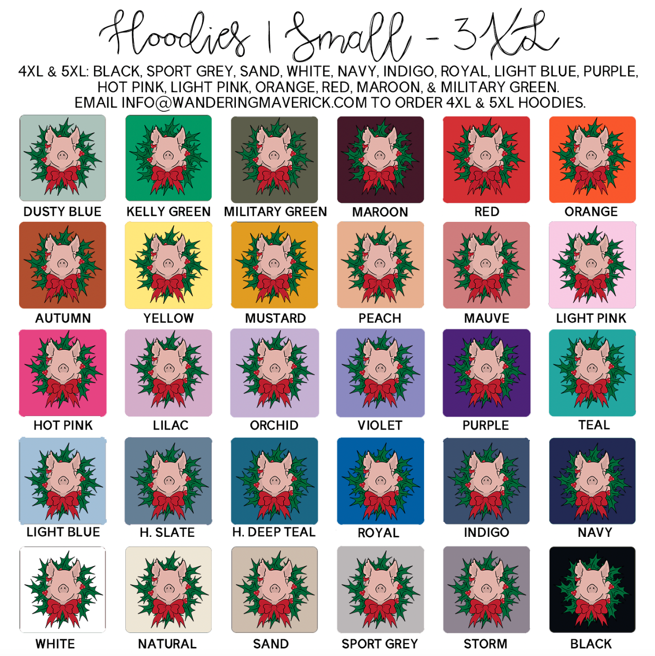 Pig Christmas Wreath Hoodie (S-3XL) Unisex - Multiple Colors!