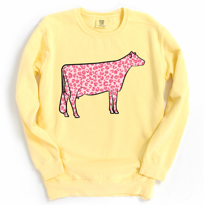 Pink Cheetah Dairy Cow Crewneck (S-3XL) - Multiple Colors!