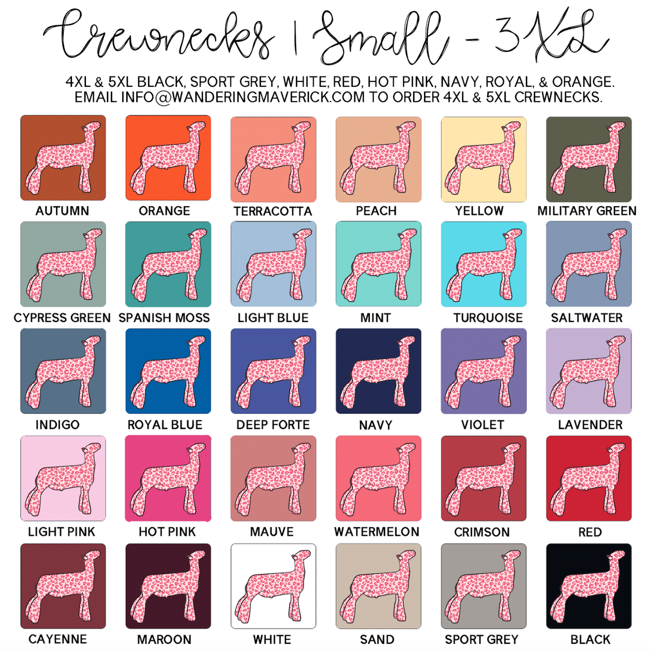 Pink Cheetah Lamb Crewneck (S-3XL) - Multiple Colors!