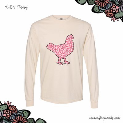 Pink Cheetah Chicken LONG SLEEVE T-Shirt (S-3XL) - Multiple Colors!