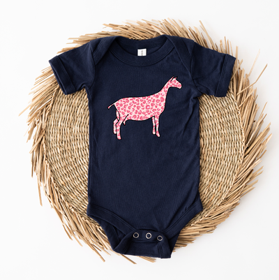 Pink Cheetah Dairy Goat One Piece/T-Shirt (Newborn - Youth XL) - Multiple Colors!