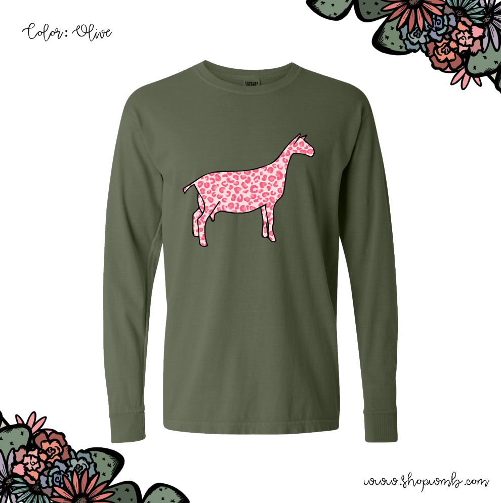 Pink Cheetah Dairy Goat LONG SLEEVE T-Shirt (S-3XL) - Multiple Colors!