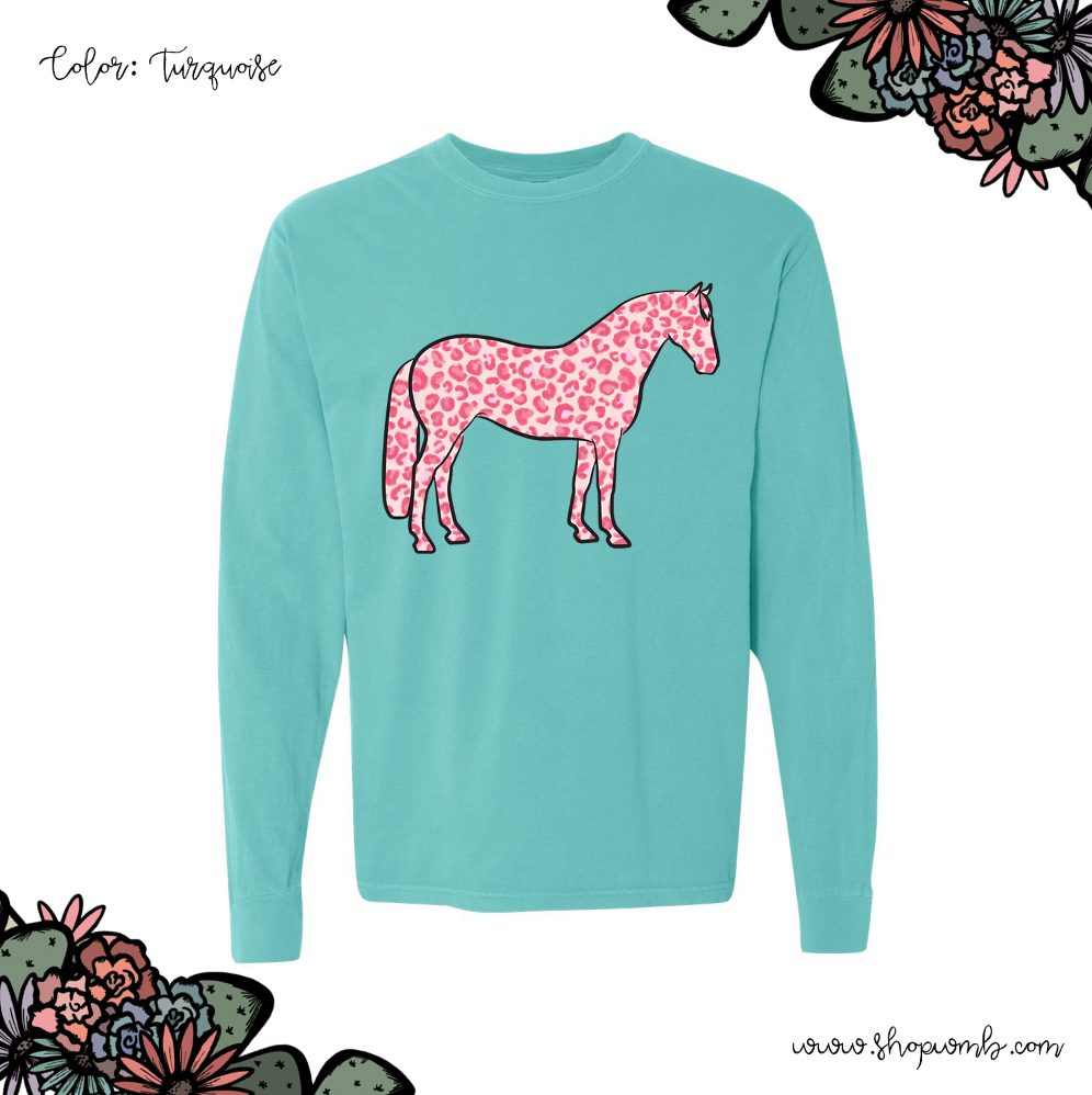 Pink Cheetah Horse LONG SLEEVE T-Shirt (S-3XL) - Multiple Colors!