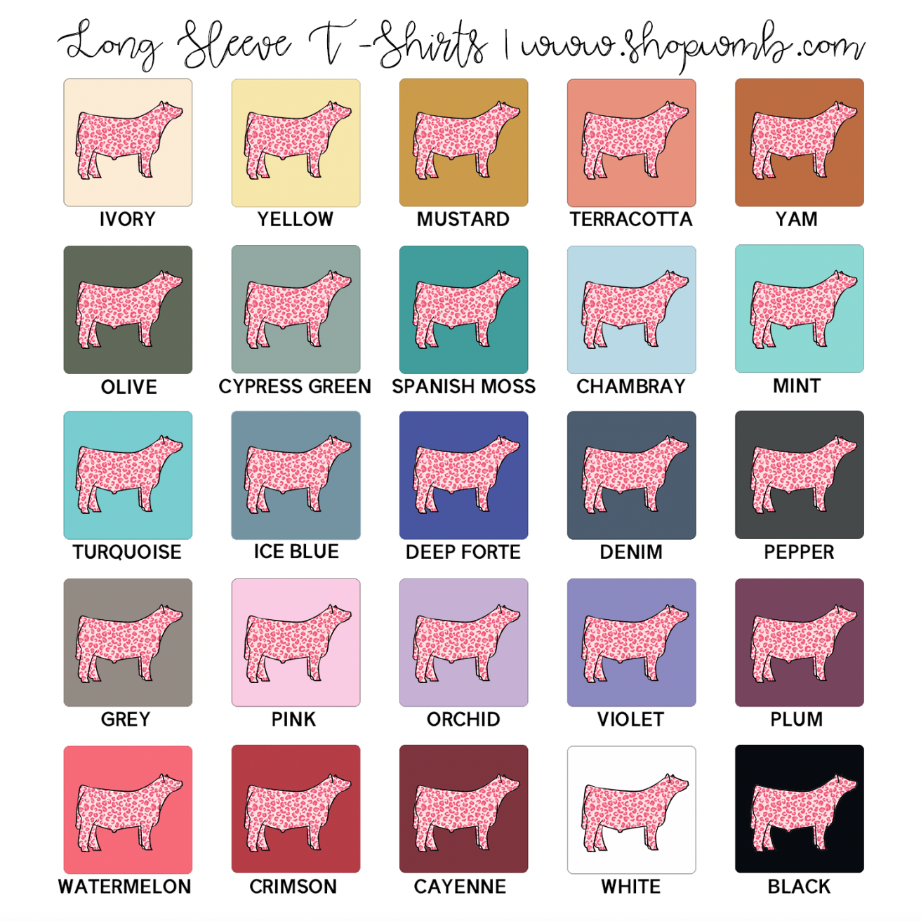 Pink Cheetah Steer LONG SLEEVE T-Shirt (S-3XL) - Multiple Colors!