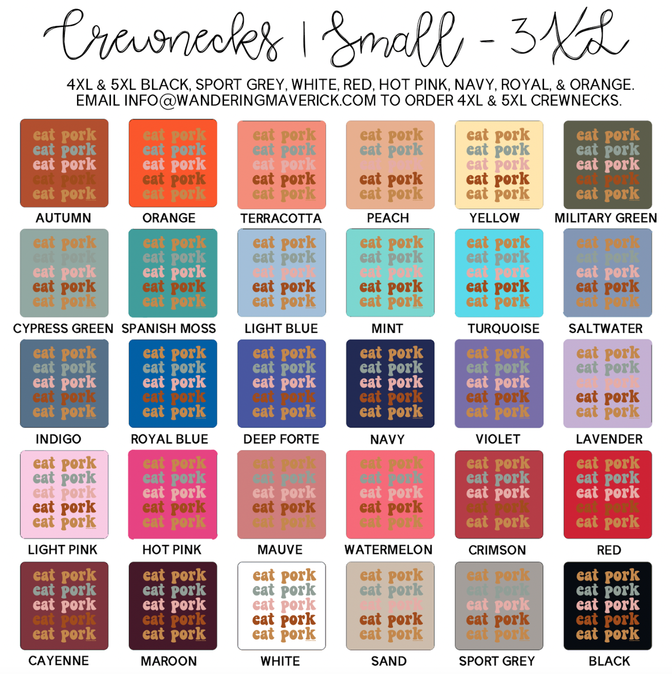 Groovy Eat Pork Crewneck (S-3XL) - Multiple Colors!