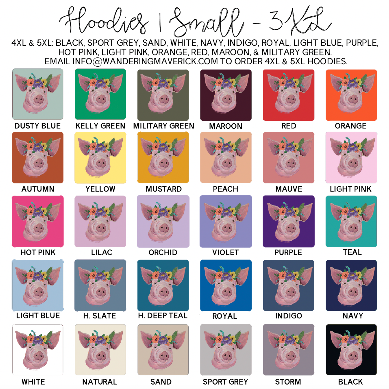 Pig Flower Hoodie (S-3XL) Unisex - Multiple Colors!