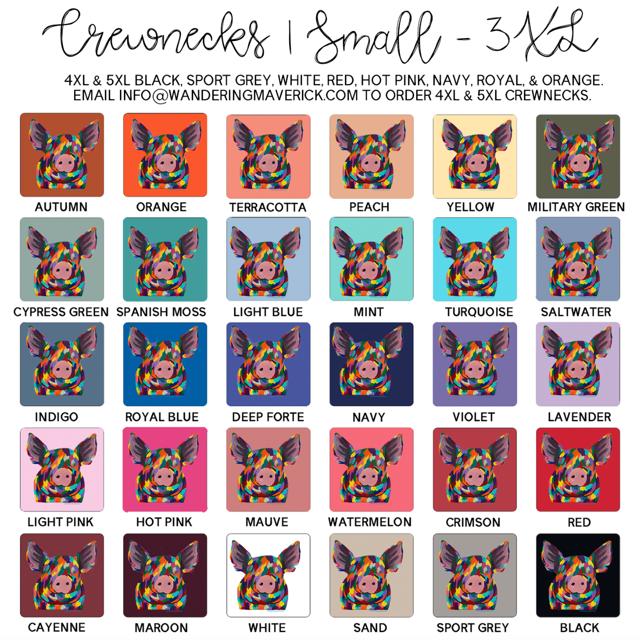 Rainbow Pig Crewneck (S-3XL) - Multiple Colors!