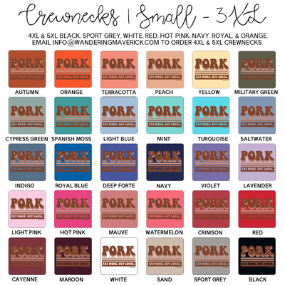 Retro Pork Crewneck (S-3XL) - Multiple Colors!