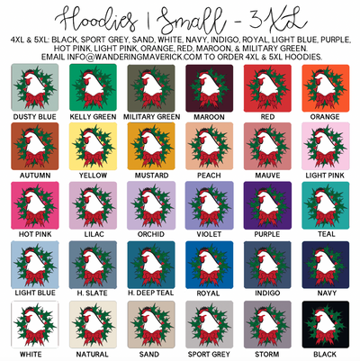 Chicken Christmas Wreath Hoodie (S-3XL) Unisex - Multiple Colors!