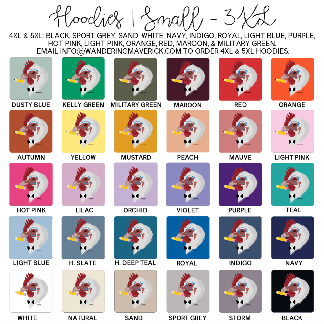 Nerdy Chicken Hoodie (S-3XL) Unisex - Multiple Colors!