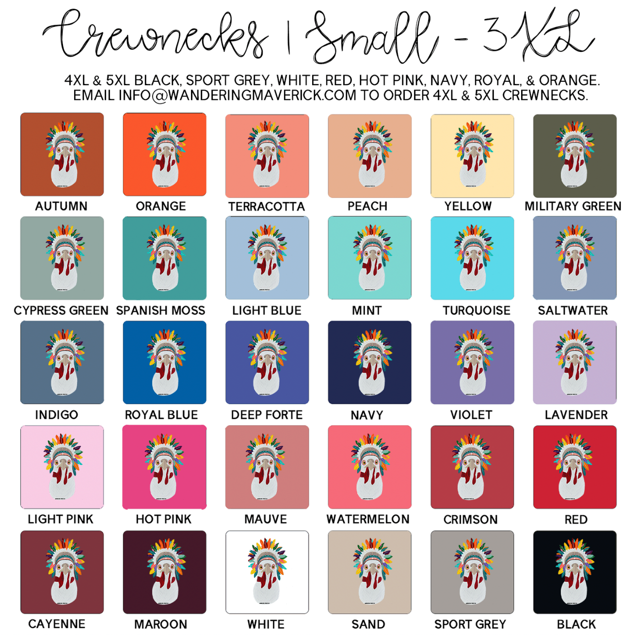 Chicken Headdress Crewneck (S-3XL) - Multiple Colors!