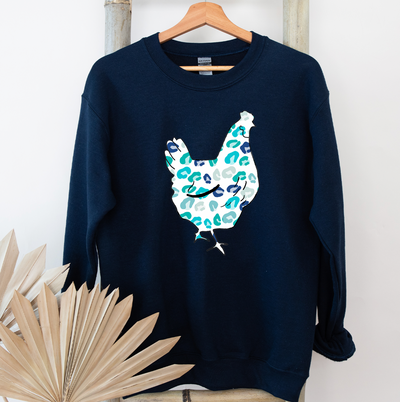 Turquoise Cheetah Chicken Crewneck (S-3XL) - Multiple Colors!