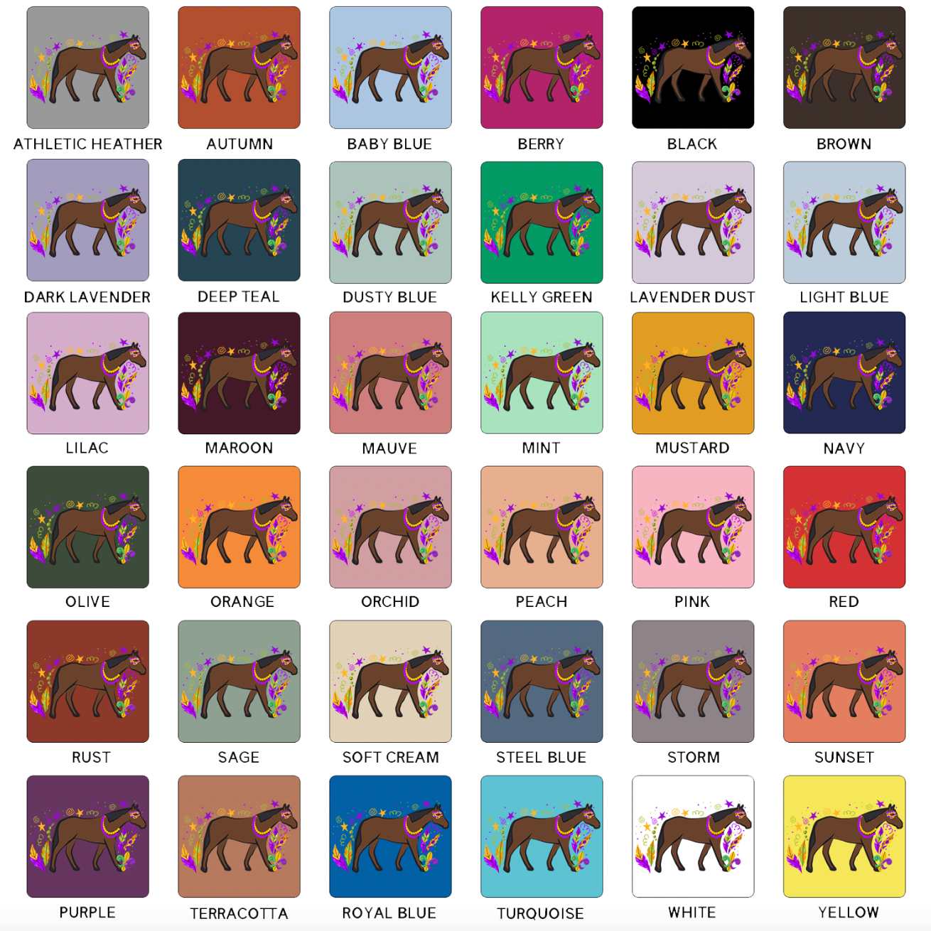 Horse Mardi Gras T-Shirt (XS-4XL) - Multiple Colors!