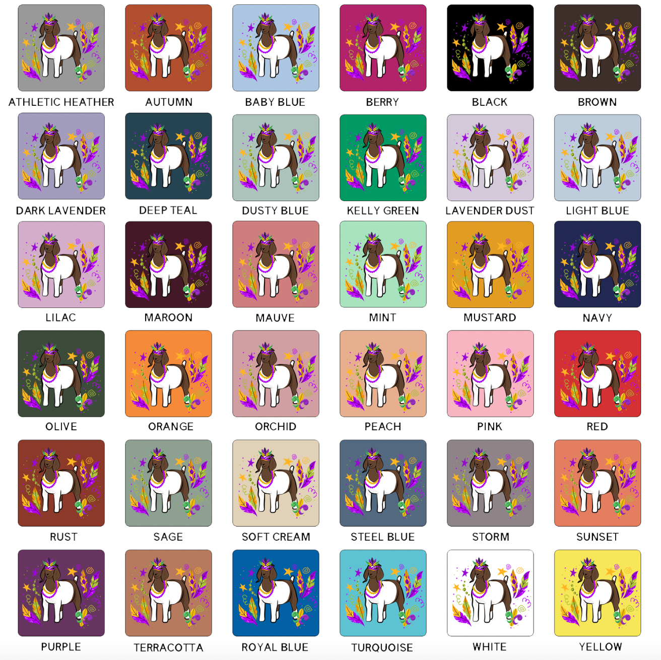Goat Mardi Gras T-Shirt (XS-4XL) - Multiple Colors!