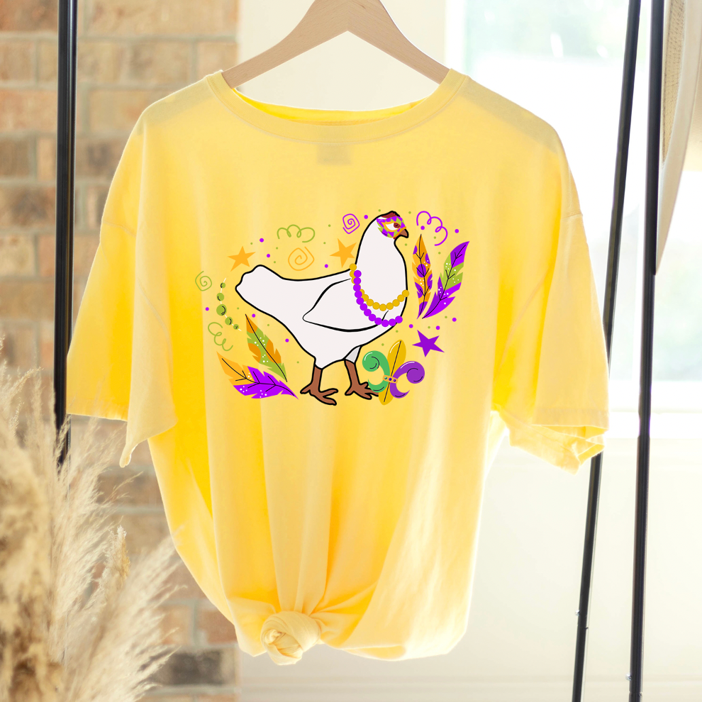 Chicken Mardi Gras ComfortWash/ComfortColor T-Shirt (S-4XL) - Multiple Colors!