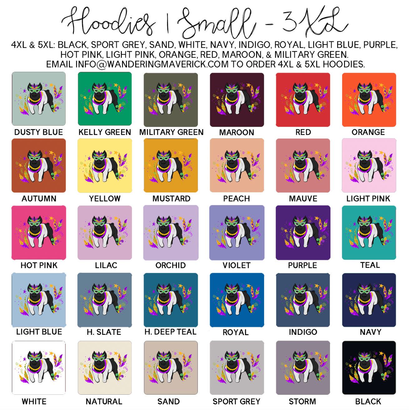 Pig Mardi Gras Hoodie (S-3XL) Unisex - Multiple Colors!