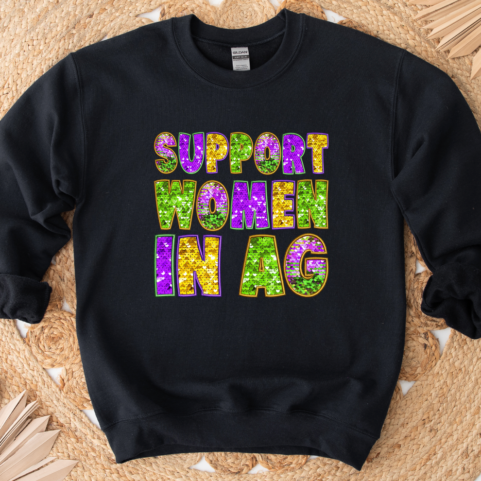 Mardi Gras Support Women In Ag Crewneck (S-3XL) - Multiple Colors!