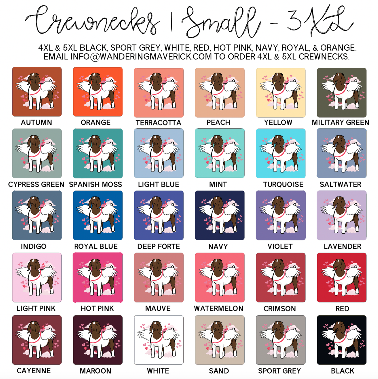 Cupid Goat Crewneck (S-3XL) - Multiple Colors!