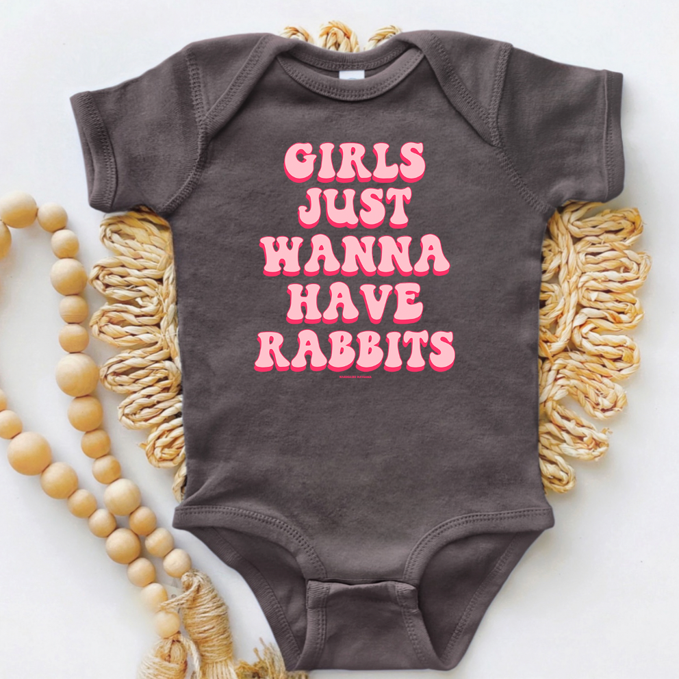 Girls Just Wanna Have Rabbits One Piece/T-Shirt (Newborn - Youth XL) - Multiple Colors!