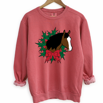 Christmas Wreath Horse Crewneck (S-3XL) - Multiple Colors!