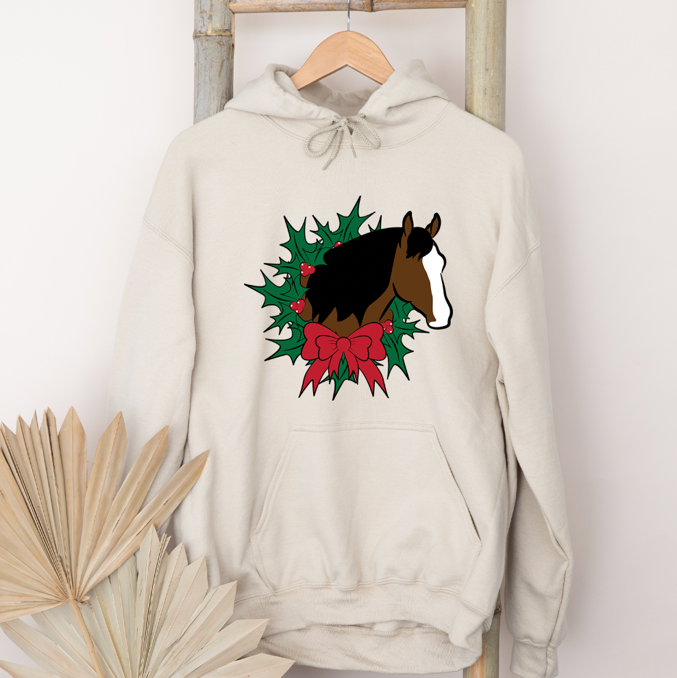 Christmas Wreath Horse Hoodie (S-3XL) Unisex - Multiple Colors!