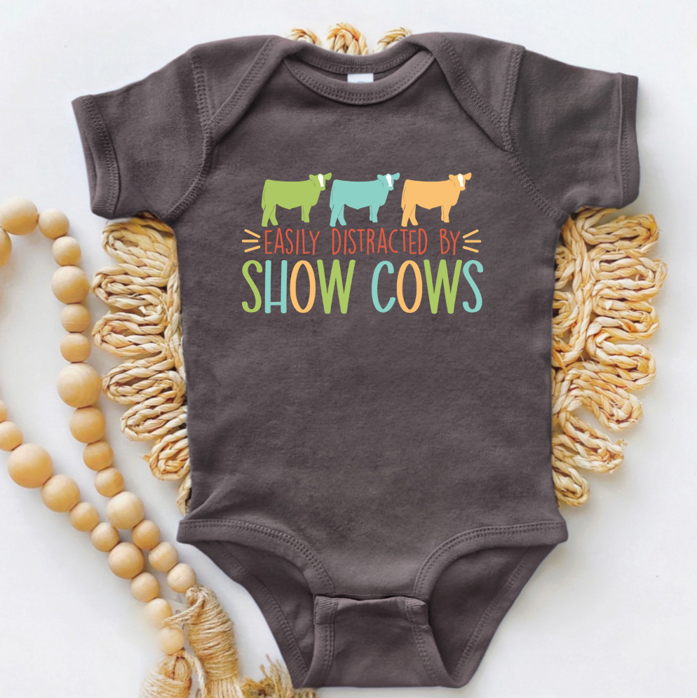 Easily Distracted By Show Cows One Piece/T-Shirt (Newborn - Youth XL) - Multiple Colors!